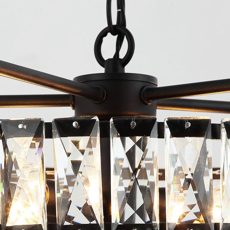 Modern Matte Black 4-Light Crystal Chandelier for Dining Room - 16.9" D x 16.9" W x 8.7" H