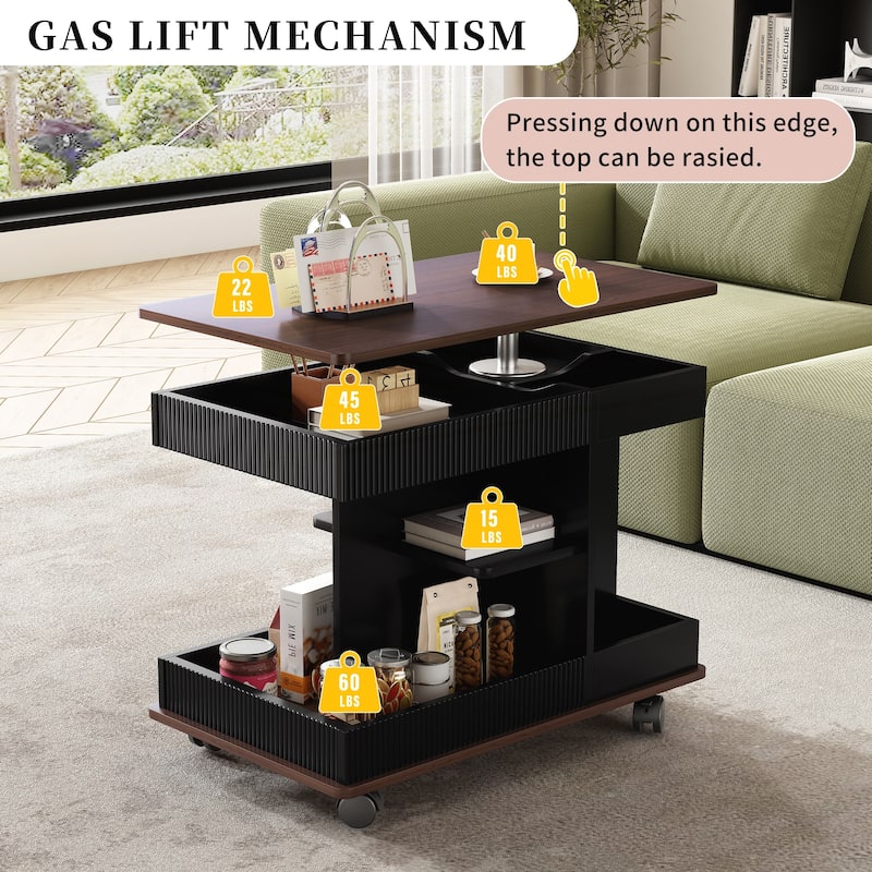 Modern Multifunctional Sofa Side Table with Lift-Top