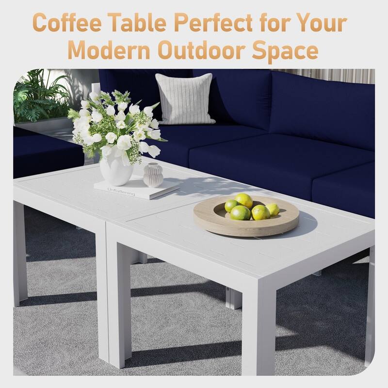 FINCATI 10-Piece Aluminum Patio Furniture Set, Outdoor Sectional Sofa with Cushions and Coffee Tables