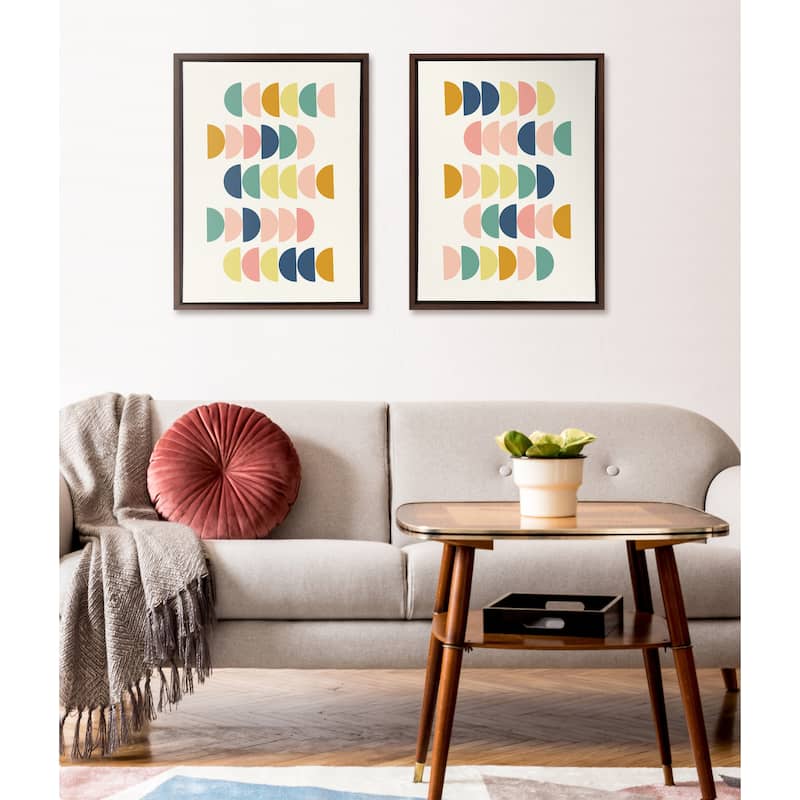 Kate and Laurel Sylvie Simple Shapes in Soft Colors Framed Canvas by Apricot and Birch