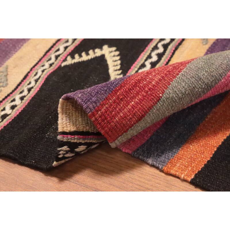 Hand Woven Oriental 100% Wool Carpet Southwestern Tribal Multi-Colored Kilim Area Rug - 8' 8'' X 5' 3''