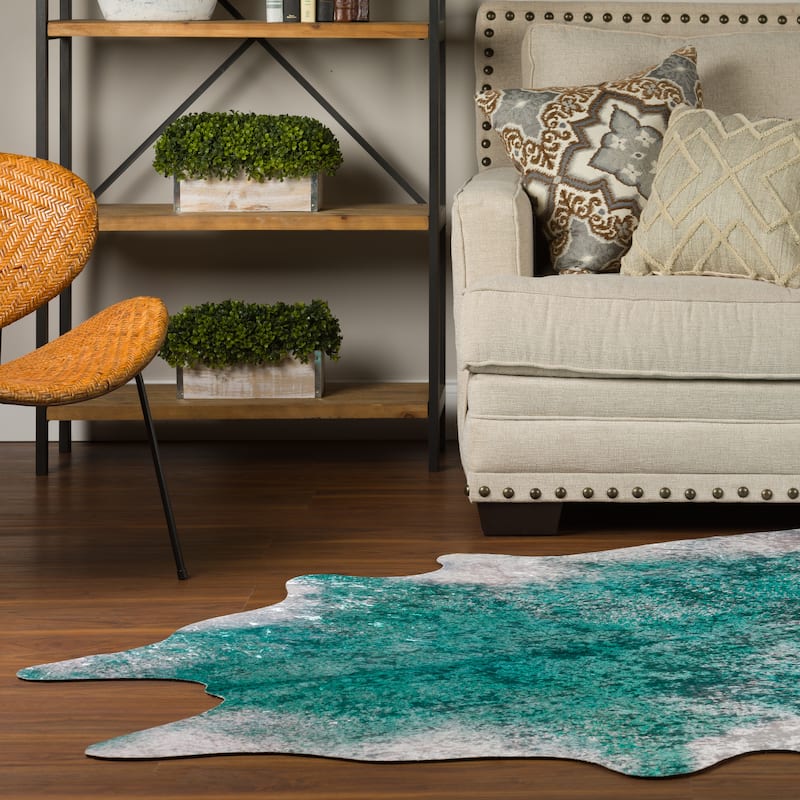 Addison Rugs Cheyenne Colorful Cowhide Print Non-Skid Area Rug