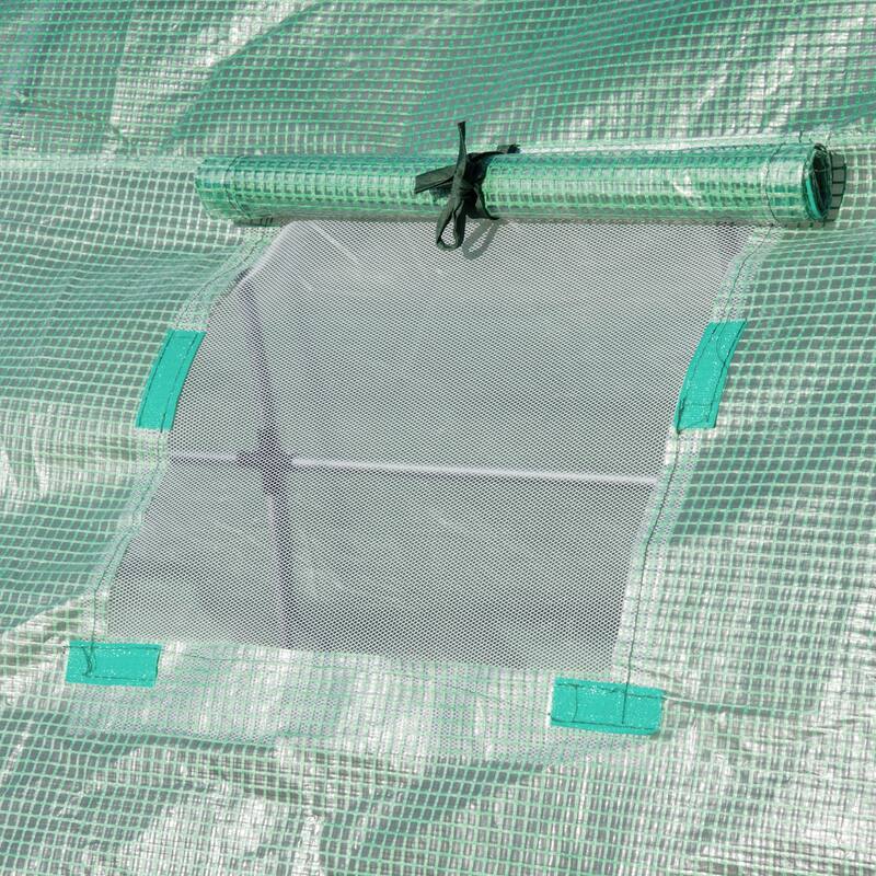 Outsunny Replacement Greenhouse Cover Tarp with 12 Windows for Ventilation & Zipper Door, Green