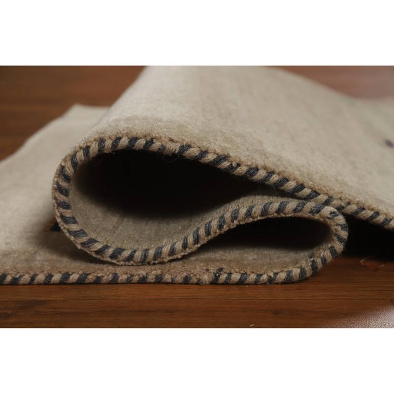 Hand Knotted Oriental 100% Wool Carpet Tribal Animal Pictorial Brown Gabbeh Area Rug - 4' 11'' X 3' 0''