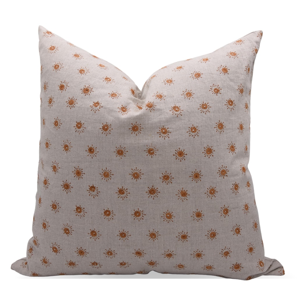 Linen Bohemian Block print pillow Cover- Happy Bloom