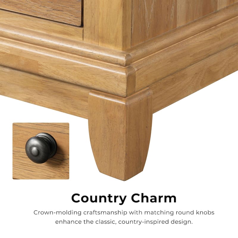 Furniture of America Wellington Farmhouse Natural Oak Wood 5-Drawer Chest