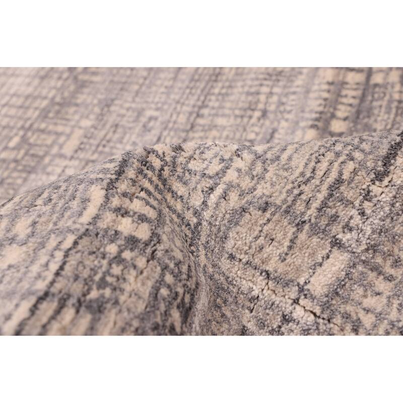 ECARPETGALLERY Hand Loomed Elysian Dark Grey Wool Rug - 8'2 x 9'9