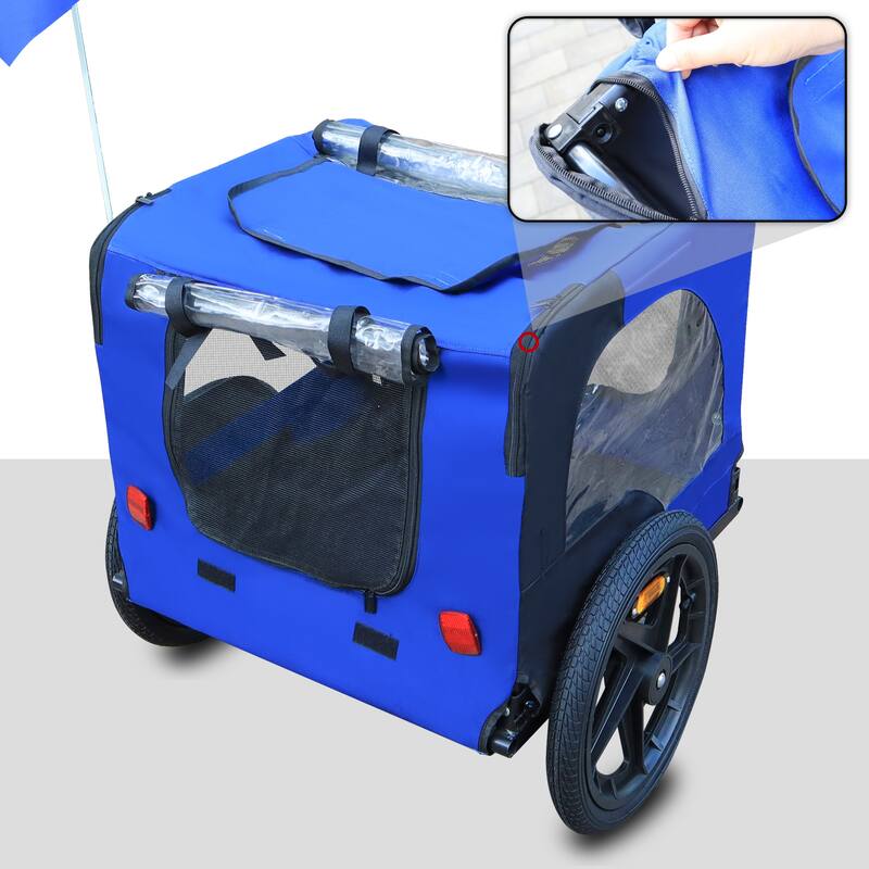 Foldable Dog Bike Trailer with Steel Frame, 16-Inch Wheels, and 88lb Capacity