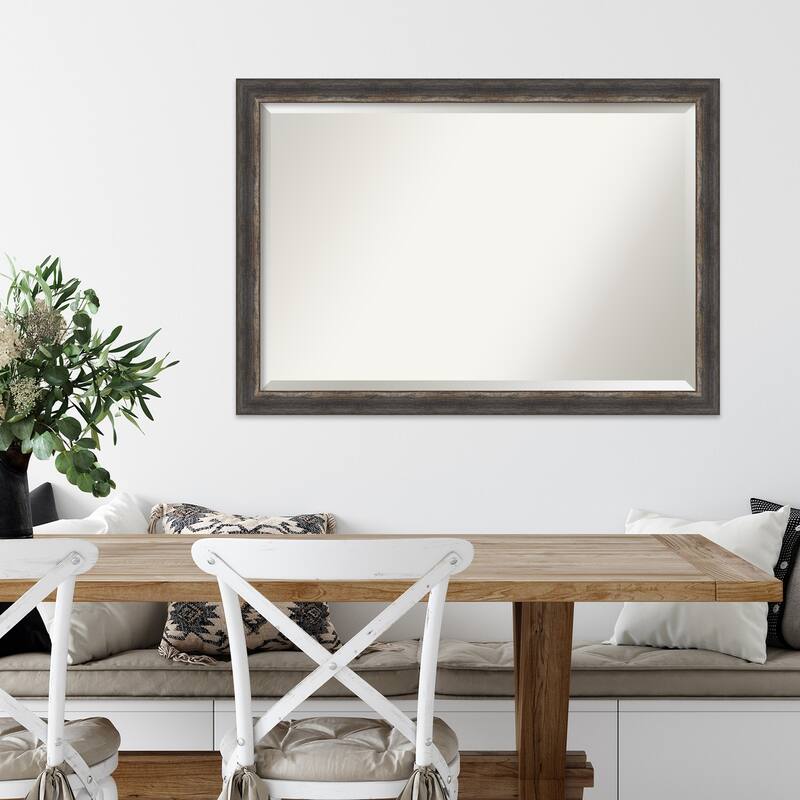 Beveled Wall Mirror - Bark Rustic Char Narrow Frame - Bark Rustic Char Narrow