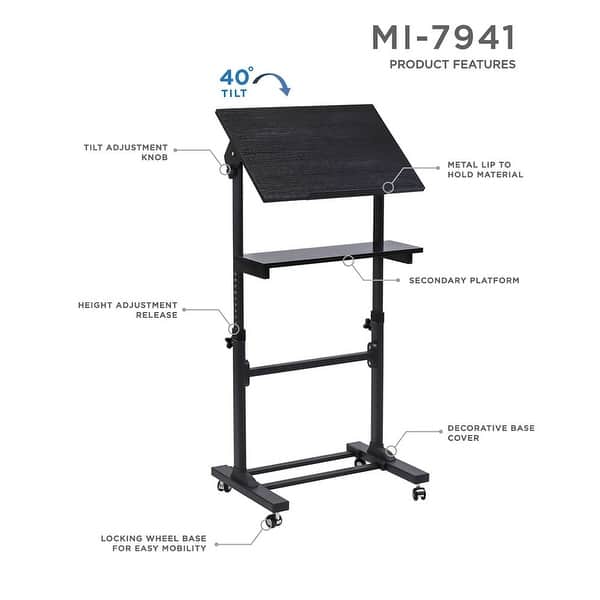 Shop Mount It Mobile Stand Up Desk Portable Podium And