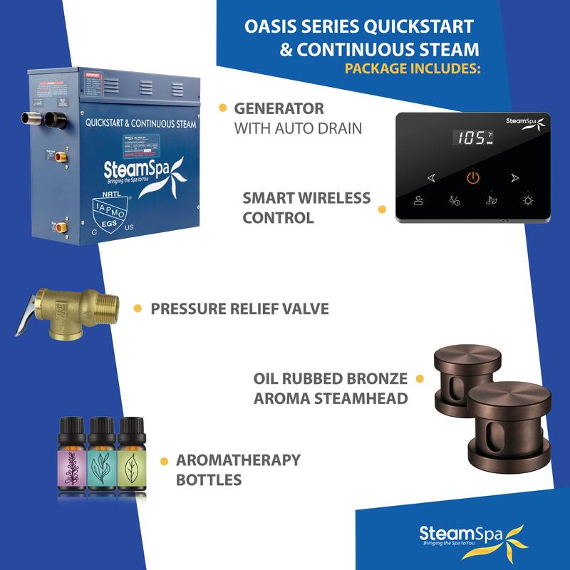 Oasis Series 6000-Watts Steam Generator with Continuous Steam Plus Fully Wireless Handheld Control