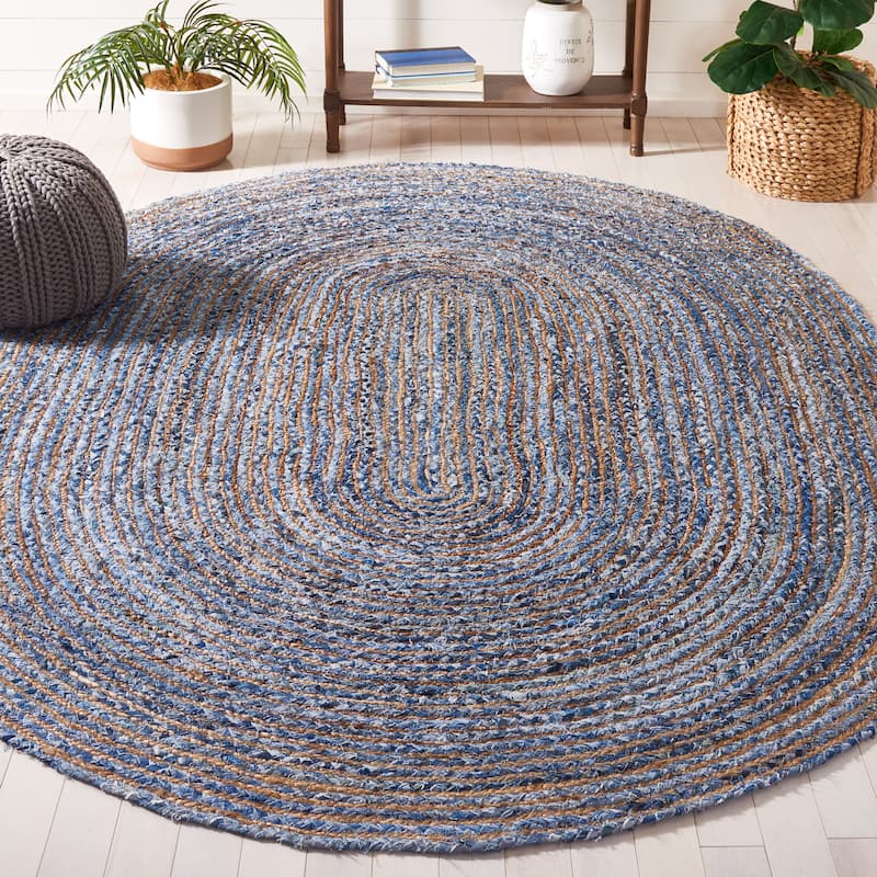 SAFAVIEH Handmade Cape Cod Marget Boho Coastal Jute Rug - 6' x 9' Oval - Blue/Natural - Oval