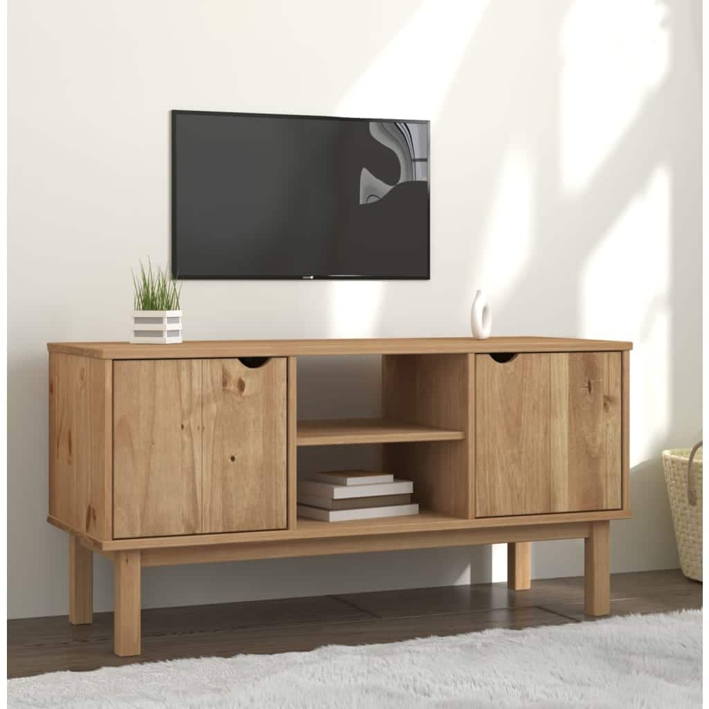 vidaXL TV Cabinet OTTA 44.7"x16.9"x22.4" Solid Wood Pine - 44.7" x 16.9" x 22.4"