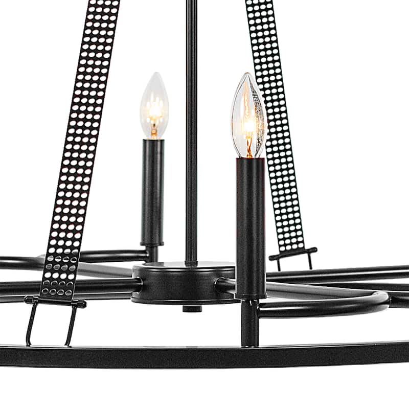 Modern 8 - Light Wagon Wheel Candle Style Chandelier - 36.22"x36.22"x31.69"