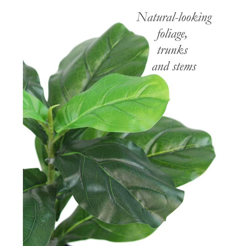 The Mod Greenhouse Faux Green Fiddle Leaf Tree in a Black Matte Planter Pot