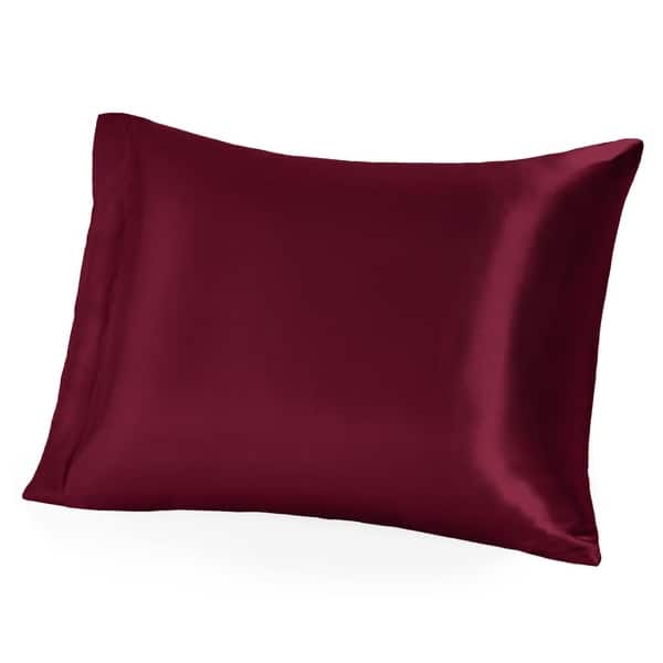 Bare Home Mulberry Silk Pillowcase for Hair and Skin, 19 Momme Silk - Standard - Zipper - Burgundy