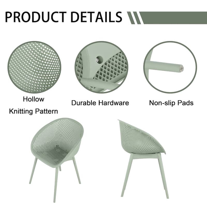 BNK Modern All-Weather PP Plastic Armchair With Mesh Hollow-Out, Indoor/Outdoor (Set of 2)