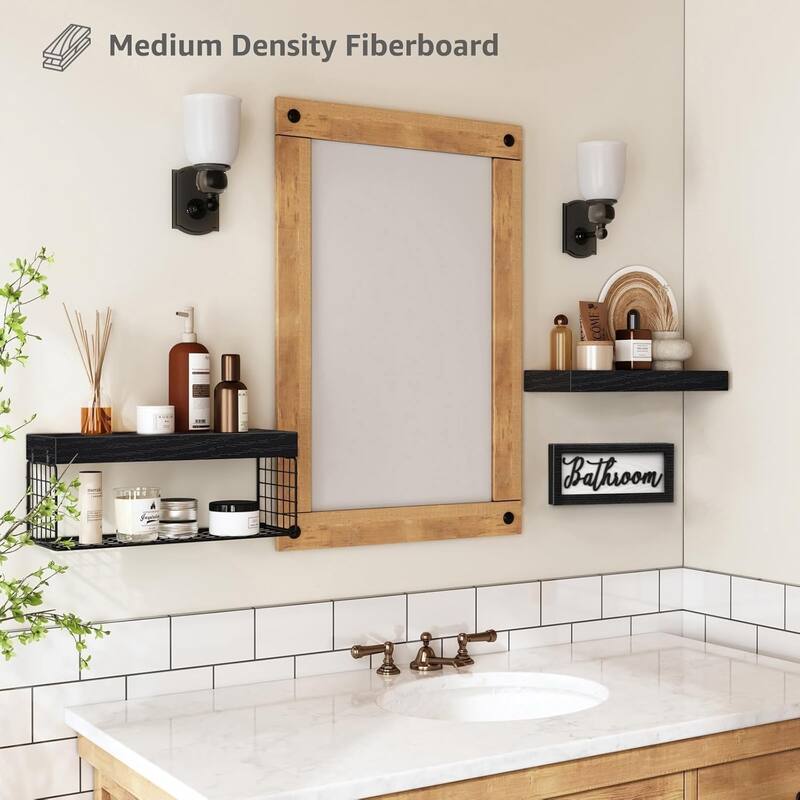 Toilet Bathroom Shelves - Paper Storage Wall Mount, Small Floating Shelves 2+1 Set