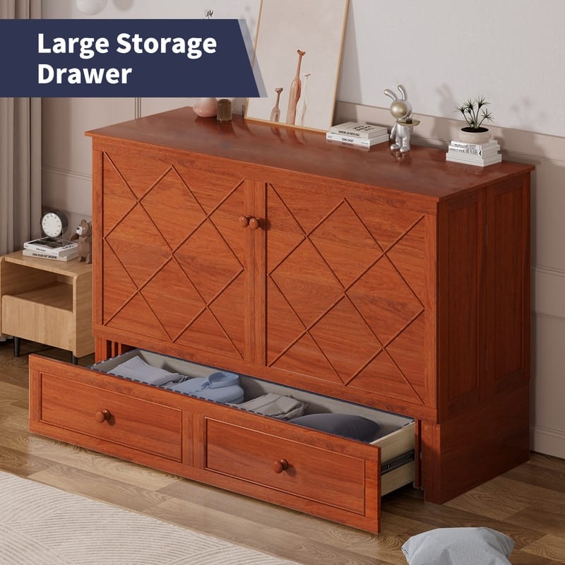 Mixoy Murphy Bed Chest with Mattress and Storage