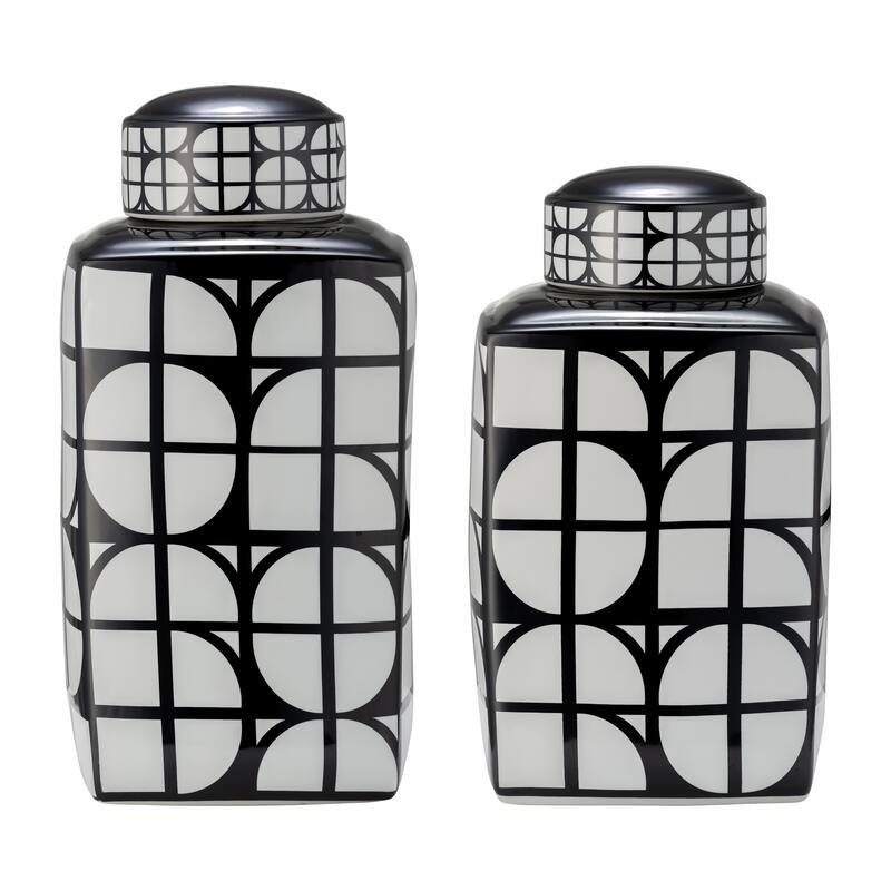 Sagebrook Home Ceramic Square Jar with Lid
