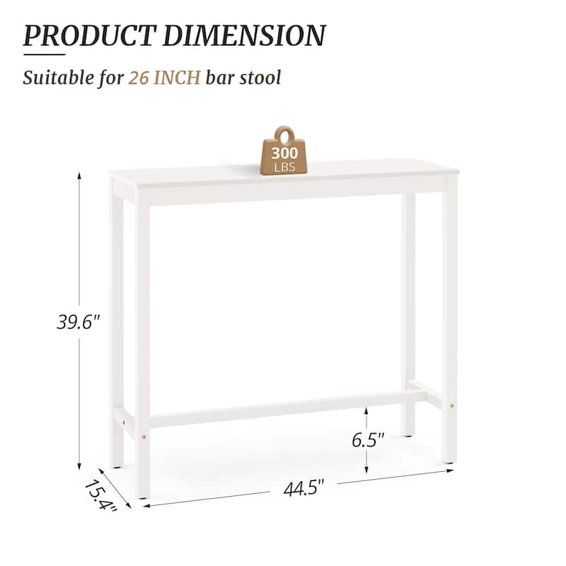 Casual 45 in. Outdoor & Indoor Rectangular Patio Bar Table Wood Dining Table