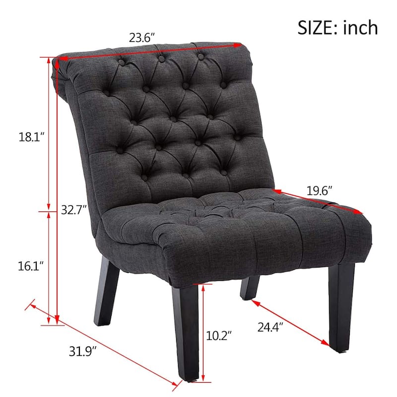 Andeworld Accent Chair for Bedroom Living Room Chairs Tufted Upholstered Lounge Chair with Wood Legs Linen Fabric