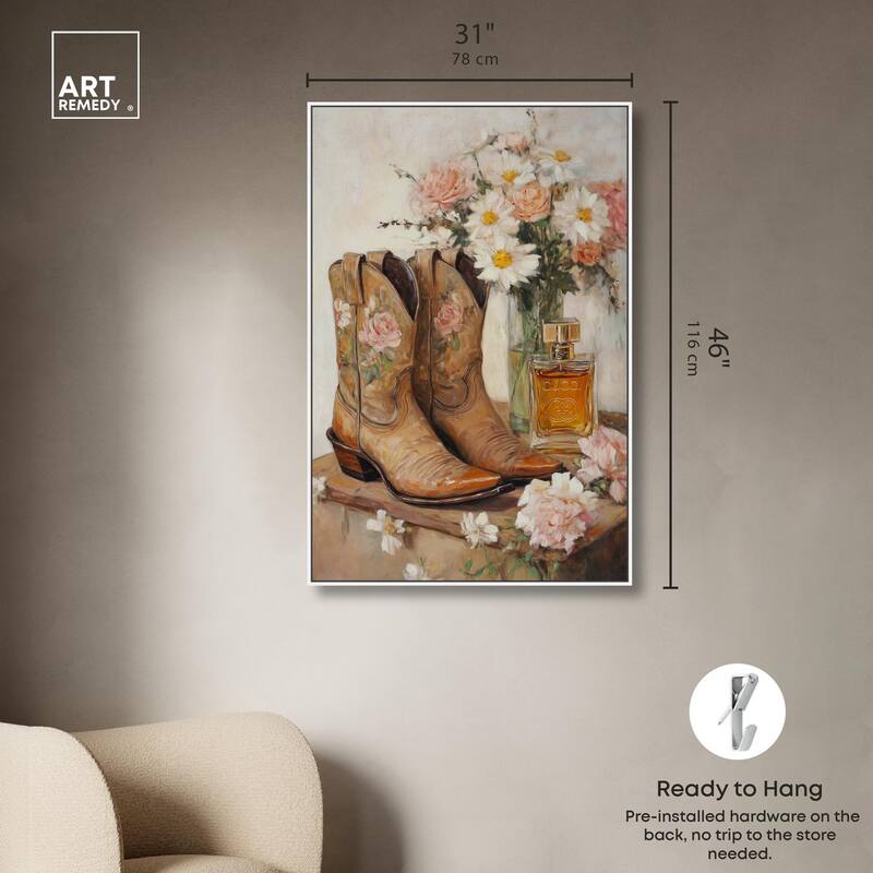 Delicate Floral Boots II Canvas by Art Remedy