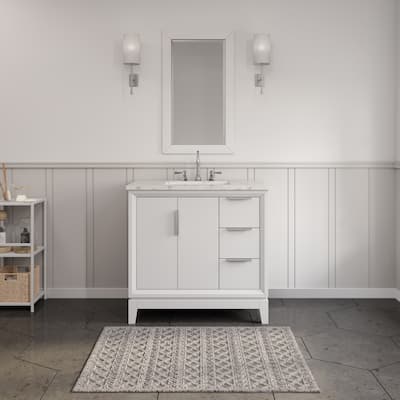 Elizabeth 36" Carrara White Marble Bathroom Vanity With Faucet
