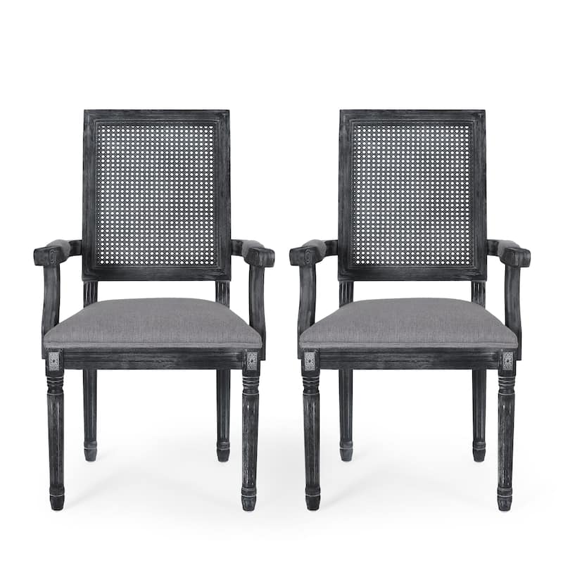 Maria Wood and Cane Upholstered Dining Chair by Christopher Knight Home - 23.75" L x 23.75" W x 39.75" H