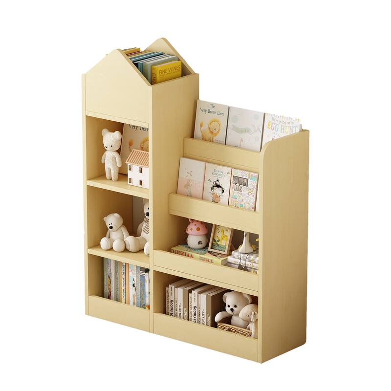 Wooden Children's Storage Organizer with Open Shelves Baskets and Cubby Space for Toys and Books - 31.50”L x 11.80”W x 39.50”H