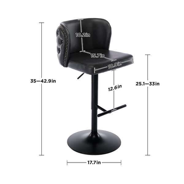 dimension image slide 0 of 4, Upholstered Adjusatble Swivel Bar Stools Set of 2