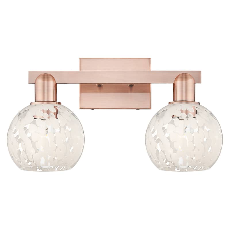 Innovations Lighting 716-2W-10-17 White Mouchette Vanity White - Antique Copper / White Mouchette