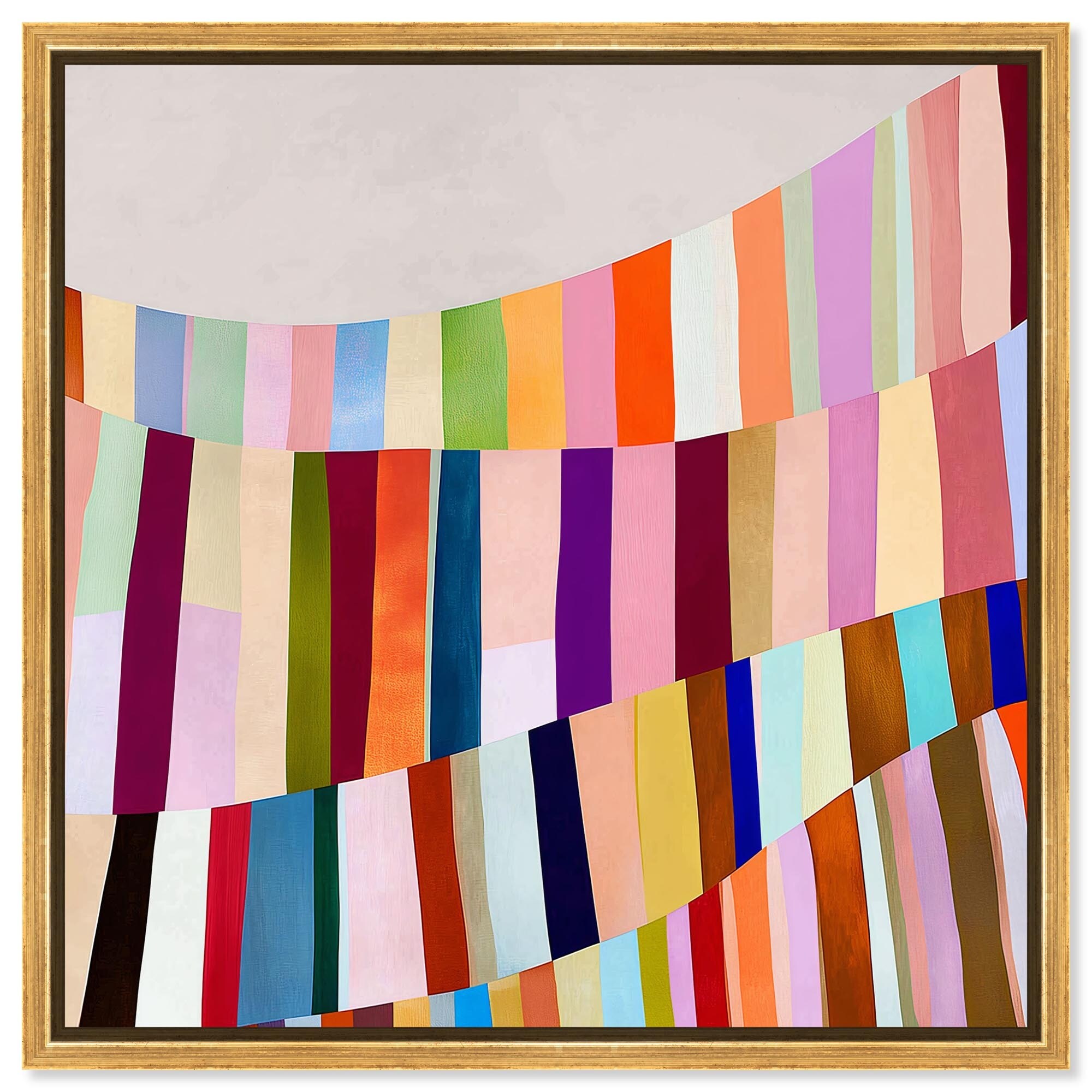 Rainbow Ribbon I Abstract Decor Framed Canvas Print by Art Remedy