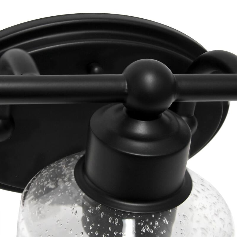Modern 3-Light Vanity Wall Sconce - Metal & Glass Uplight Downlight - Bathroom, Hallway, Entryway Decor - Black Finish - 6.5