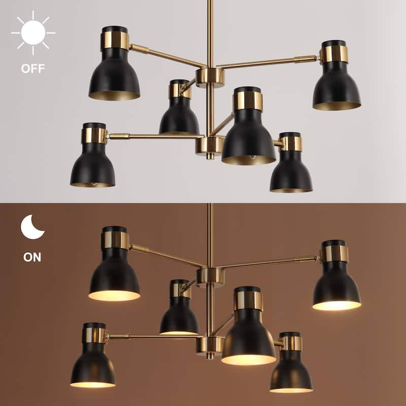 Modern 6-Light Black Gold Chandelier Industrial Metal Pendant Lights for Dining Room - 24.5" D x 12" H