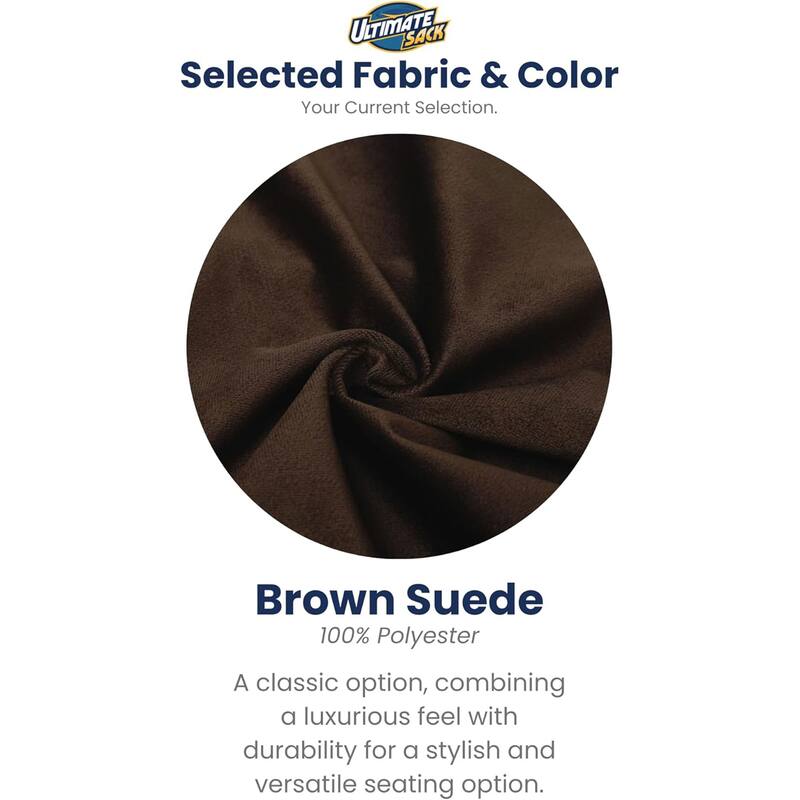 Ultimate Sack 5ft Bean Bag Chair and Footstool, Oversized Lounger, Brown Suede
