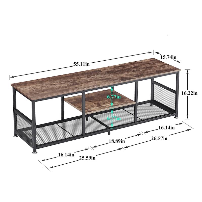 Javlergo TV Stand Industrial Entertainment Center Media Console Table with Storage and Mesh Shelf for Living Room/Bedroom, Brown