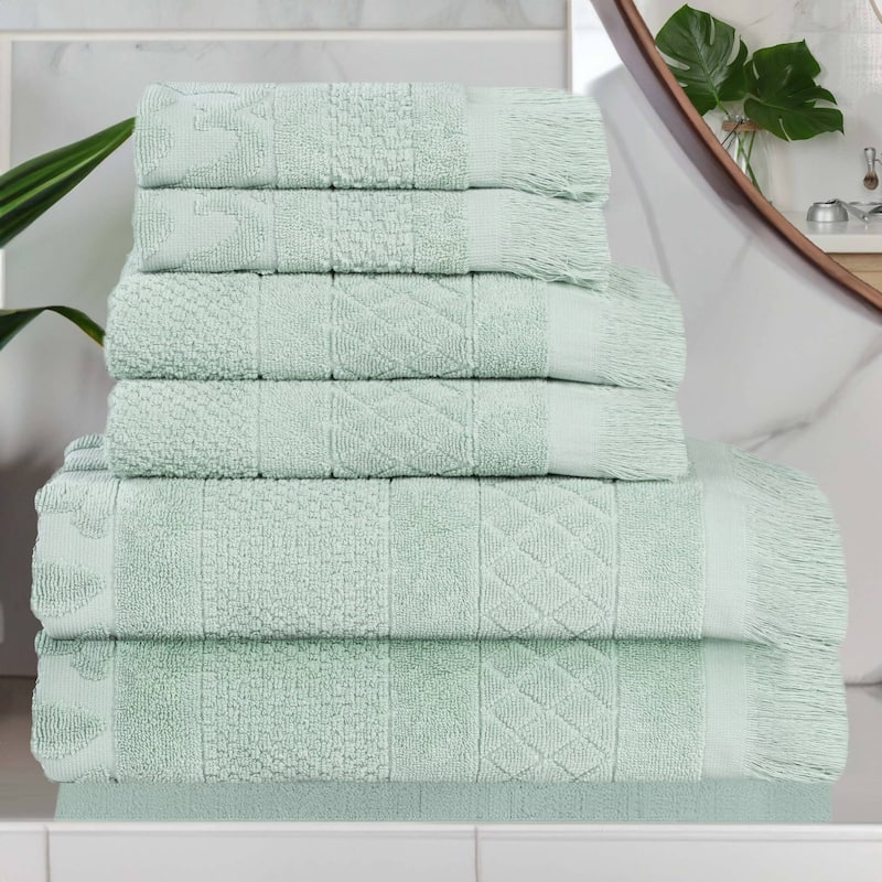 Superior Rolla Cotton Geometric Jacquard Plush Soft 6 Piece Towel Set