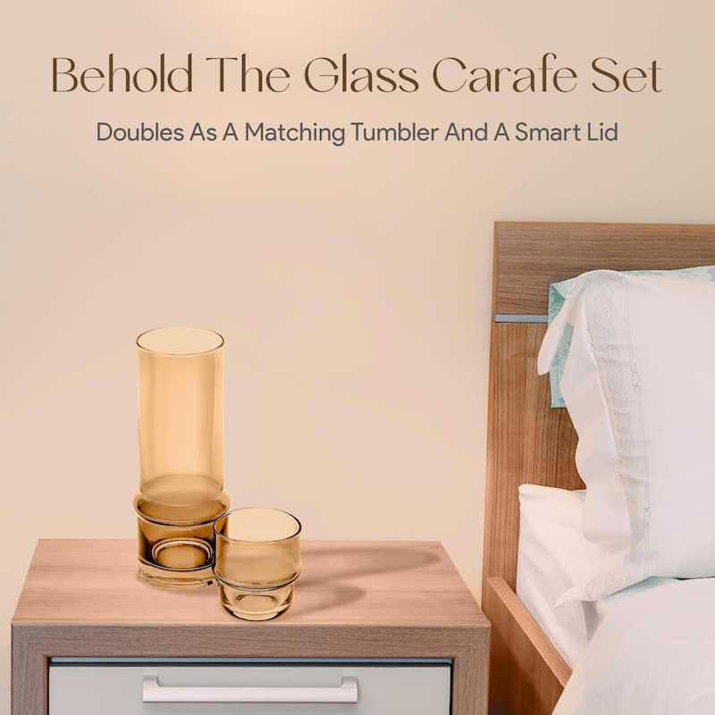 Elle Decor Bedside Water Carafe with Tumbler Doubles as Lid - 3.34" x 9.28"