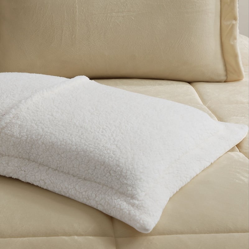 Swift Home Reversible Micromink and Sherpa Down Alternative Bedding Comforter Set - Camel - Twin