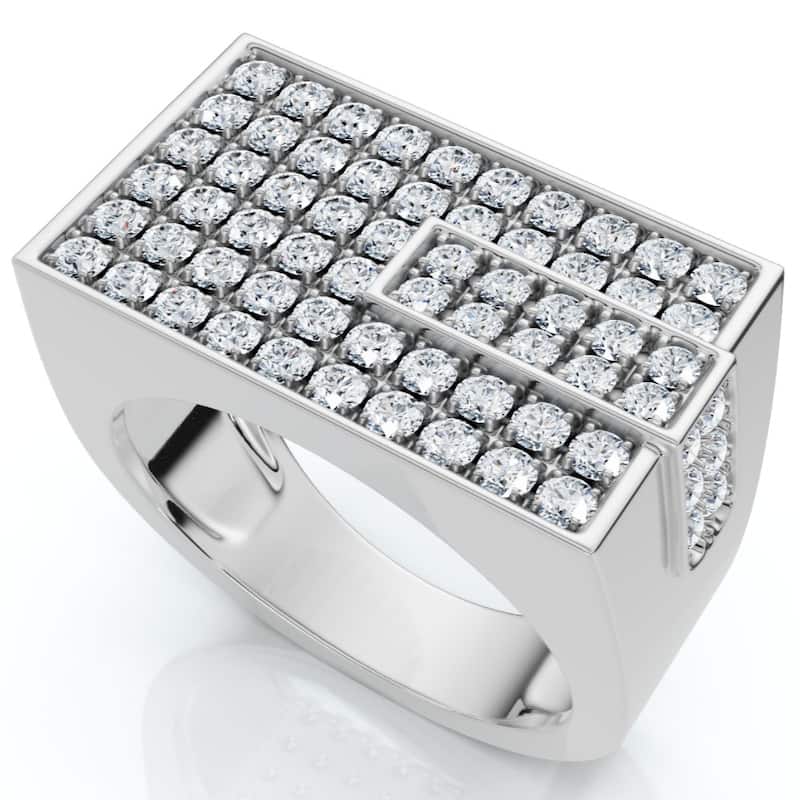 Men's 1CT Diamond Rectangle Cluster Ring Gold Lab Grown
