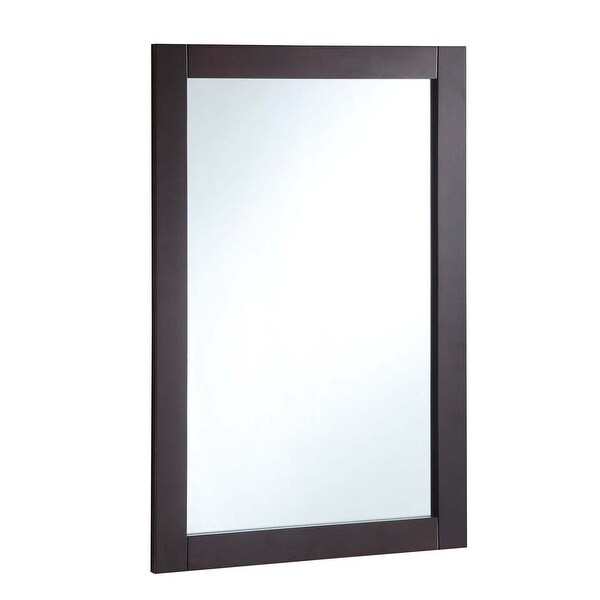 Design House 547075 20" Wall Mounted Mirror with Wooden Frame and Plain Glass Edge - Espresso