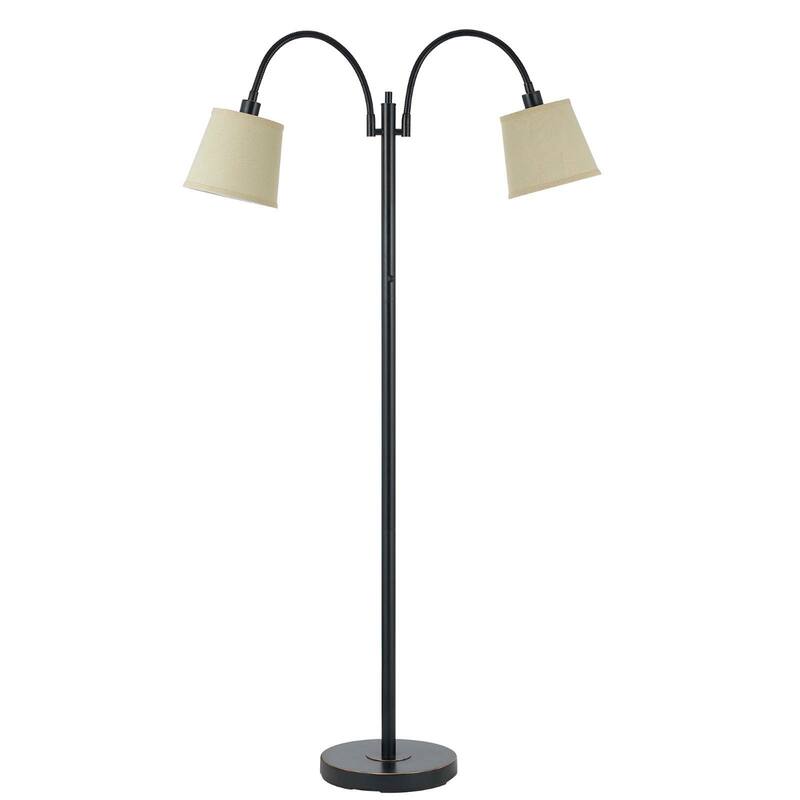 65" Bronze Two Light Traditional Shaped Floor Lamp With Tan Square Shade - 38.5" x 12" x 65"