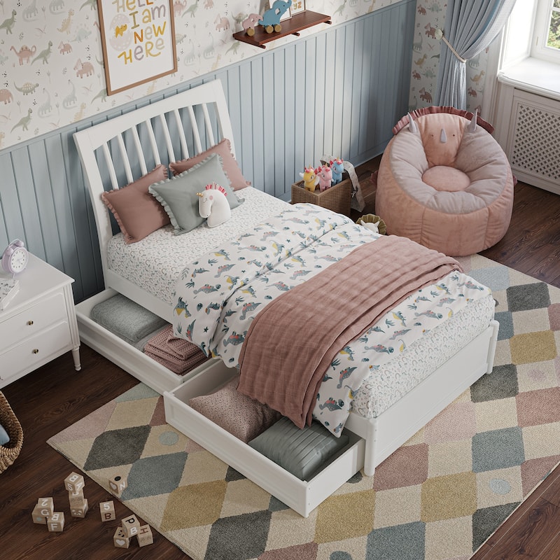 Roslyn Platform Bed with Panel Footboard and Storage Drawers