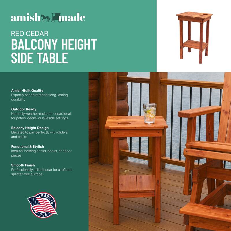 American Furniture Classics Natural Red Cedar Balcony Height Side Table - 28.75 H x 16 W x 17.75 D