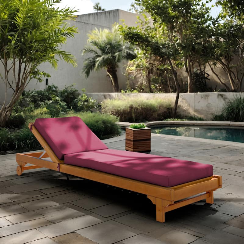 California Umbrella Outdoor Chaise Lounge Cushion, 24" x 78", Memory Foam, Sunbrella Fabric - Hot Pink