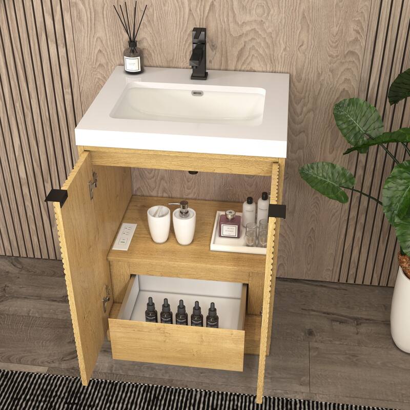 Milano 24" Freestanding Bathroom Vanity with White Acrylic Sink