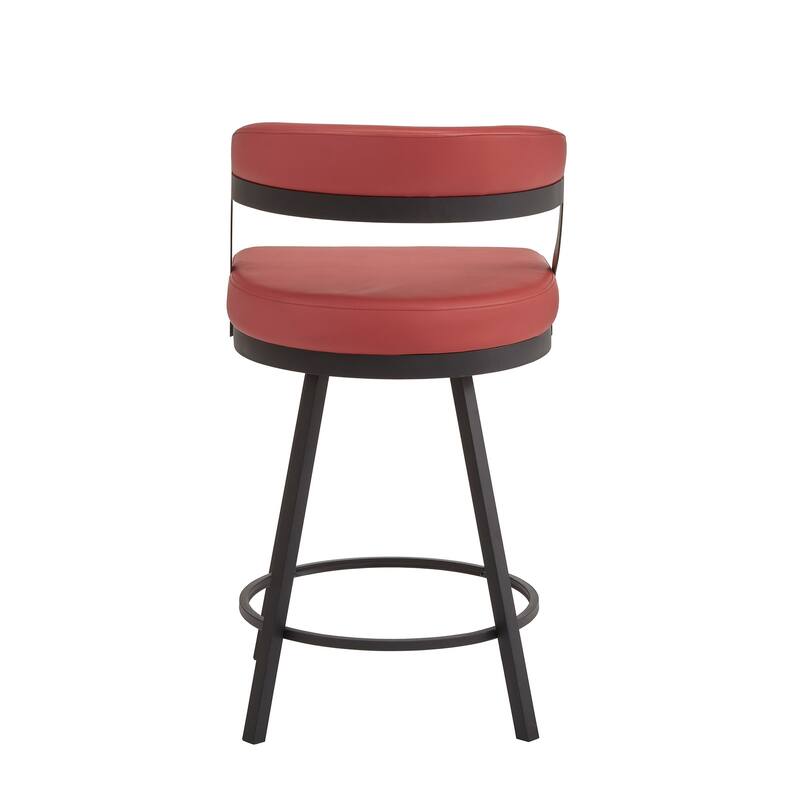 Bacalar Black Finish Metal Round Counter Height Table with Vegan Leather Swivel Chair Set by iNSPIRE Q Modern