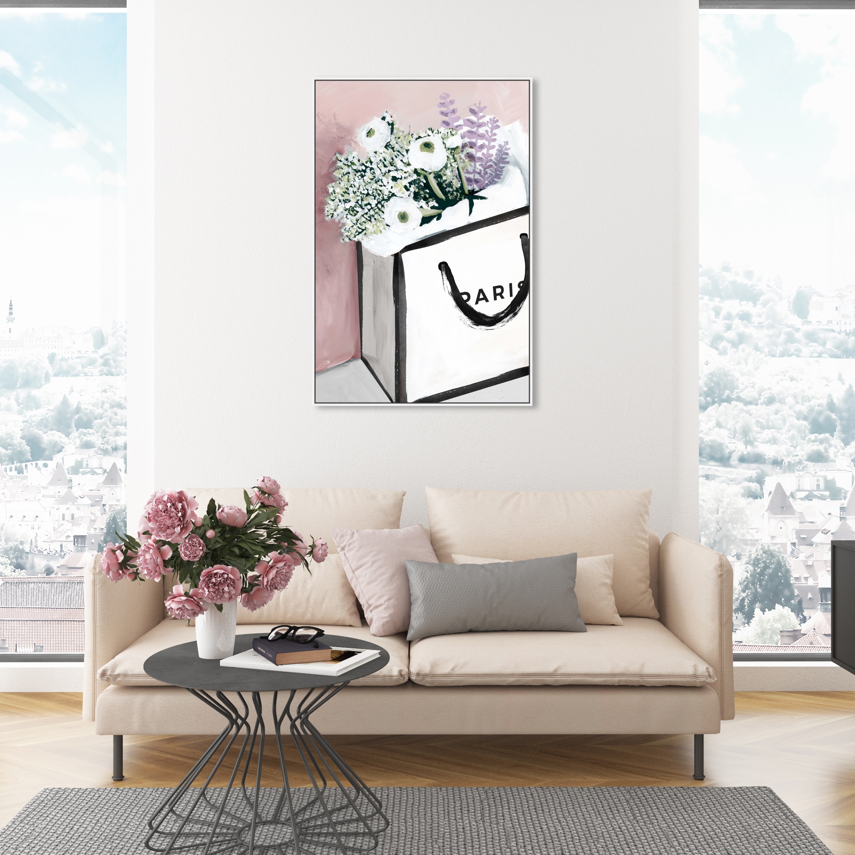 Oliver Gal 'Flower Shopping Bag Blush' Fashion and Glam Wall Art