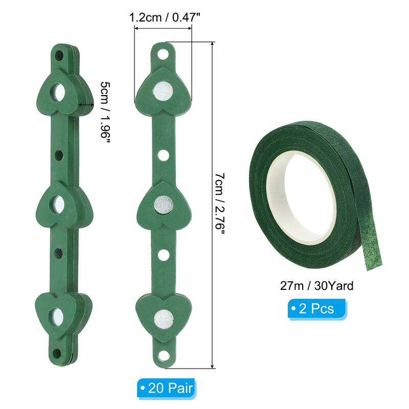 Floral Boutonnieres Magnets Corsage Brooches with 2Pcs Floral Tape - Green